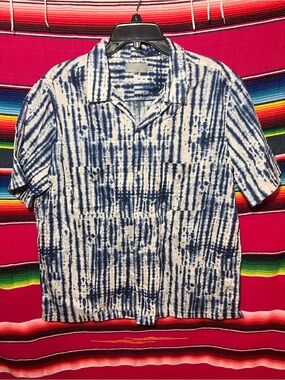 Vince Shibori Button up Cabana Shirt Indigo Size Large